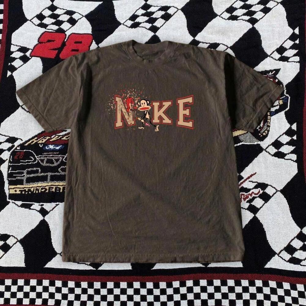 Brown Monkey T-Shirt With A Worn, Look